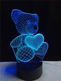 LOVELY HEART BEAR NIGHT LIGHT™ WITH 3 Or 7 COLOR CHANGE ILLUSION LED