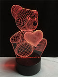 LOVELY HEART BEAR NIGHT LIGHT™ WITH 3 Or 7 COLOR CHANGE ILLUSION LED