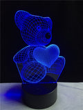 LOVELY HEART BEAR NIGHT LIGHT™ WITH 3 Or 7 COLOR CHANGE ILLUSION LED