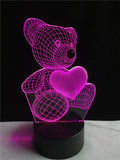 LOVELY HEART BEAR NIGHT LIGHT™ WITH 3 Or 7 COLOR CHANGE ILLUSION LED